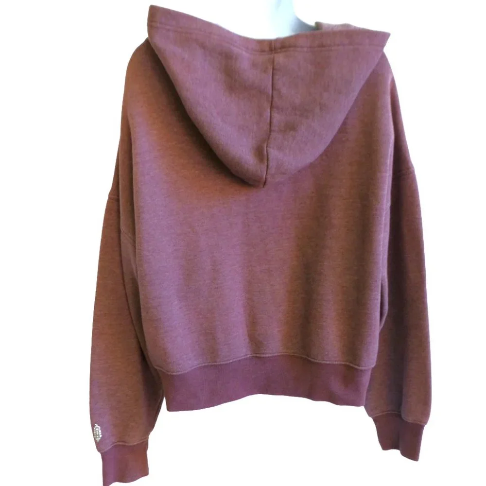 Free People FP Movement Plum Believe It  Sweatshirt Hoodie Lace Up Kangaroo Pock